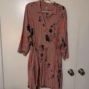 Free People Pink Floral Long Sleeve Dress